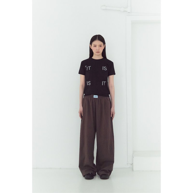 PILLOW STRIPE BANDING PANTS (SKY) - 女長褲 - 棉．麻 咖啡色