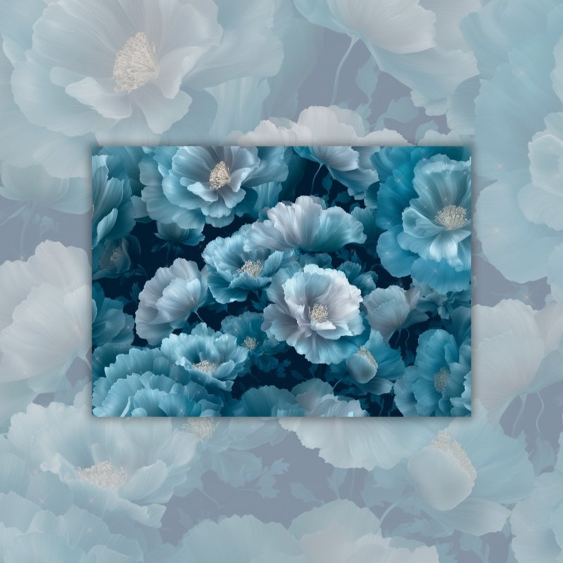 A4. Flower Blue Tracing Paper - 卡片/明信片 - 紙 