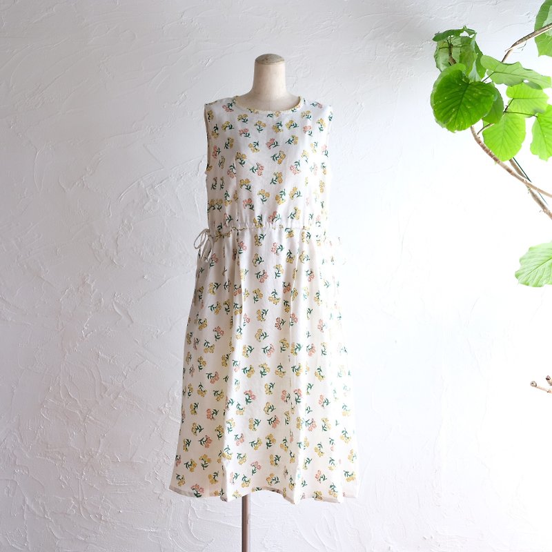 dance flower pattern Linen dress - One Piece Dresses - Cotton & Hemp Multicolor