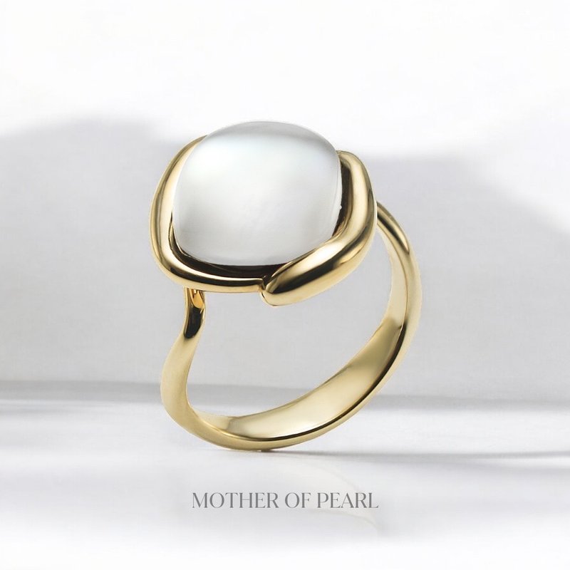 Liber Loop ring - Mother of Pearl - General Rings - Sterling Silver White