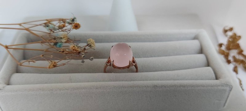 Natural Rose Quartz Ring-S925 Silver - General Rings - Crystal Pink