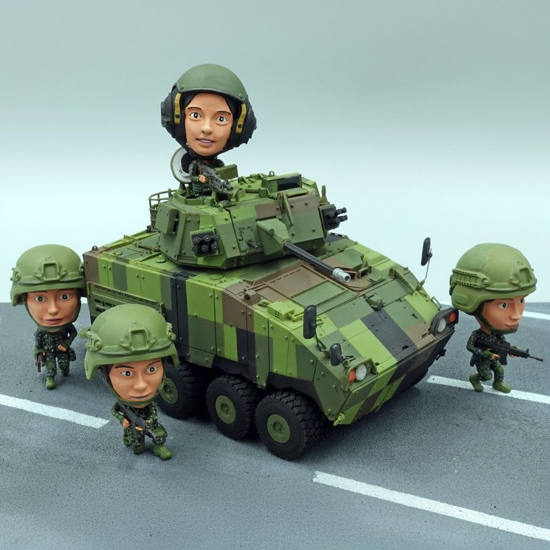 Q版 台灣CM-34 雲豹30機砲戰鬥車 樹脂模型組裝套件(可愛人型版) - 零件/散裝材料/工具 - 樹脂 灰色