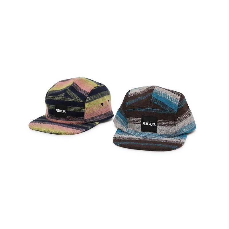 Filter017 Horizontal Stripe Wool 5-Panel 毛料橫紋五分割帽 - 帽子 - 其他材質 多色
