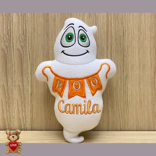 Tasha's craft Personalised embroidery Plush Soft Toy Ghost