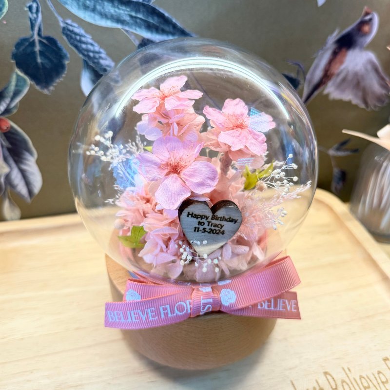 Cherry Blossom Music Box made by preserved Sakura from Japan - ช่อดอกไม้แห้ง - พืช/ดอกไม้ สึชมพู