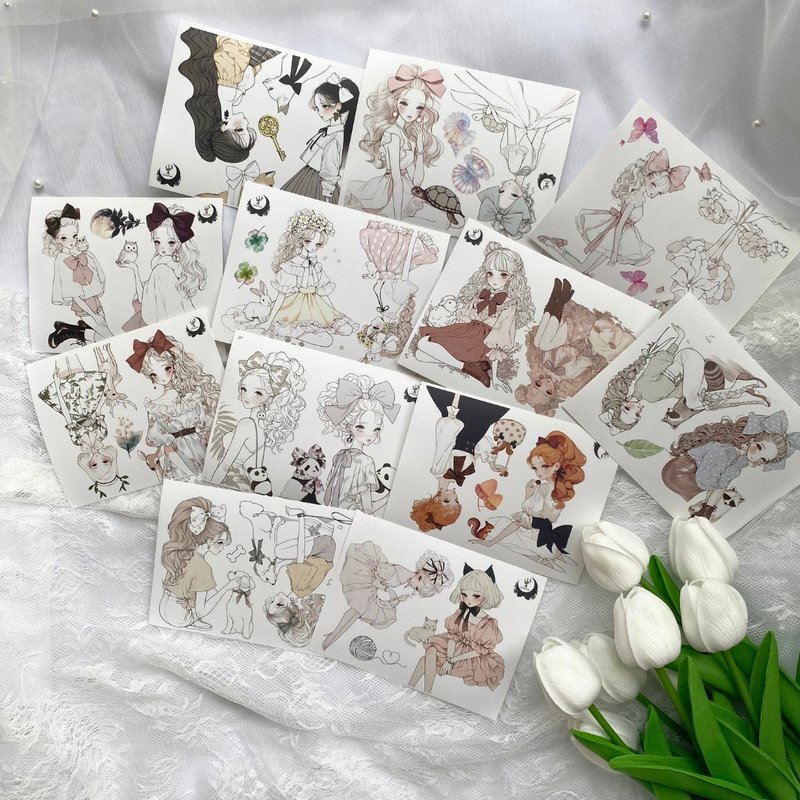 【4月新作】animal sketches full set　上質紙 マットコート紙 選択可 - 貼紙 - 紙 