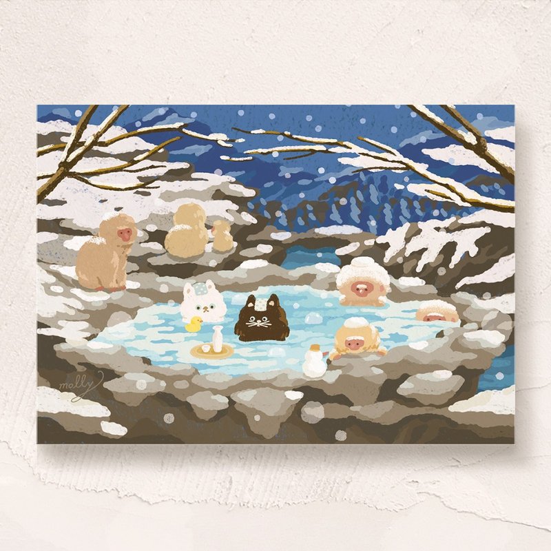 postcard-雪猿温泉 - 卡片/明信片 - 紙 多色