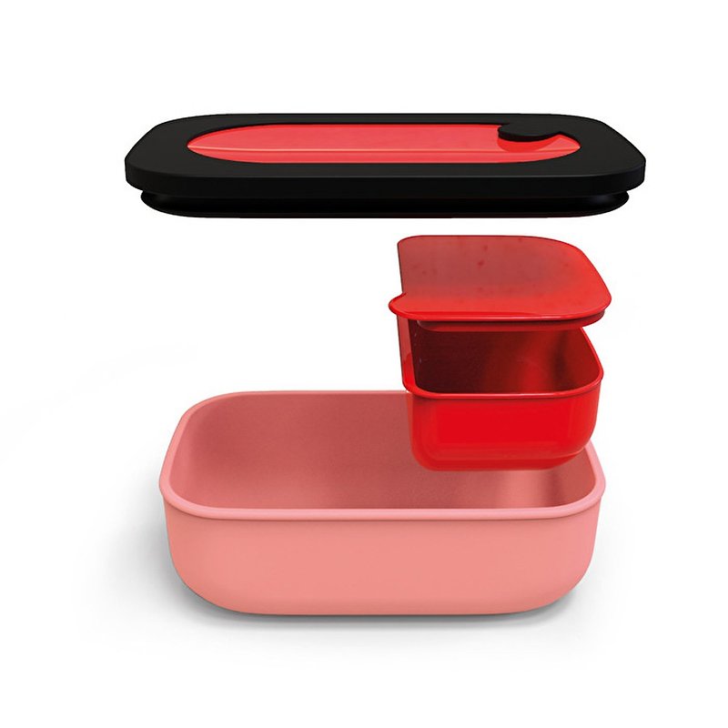 900ML lunch sealed box (red + pink) - กล่องข้าว - พลาสติก สีแดง