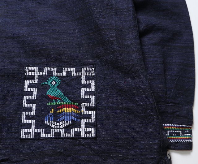 Dark blue Guatemala hand-embroidered shirt Guatemala Quetzal Shirt
