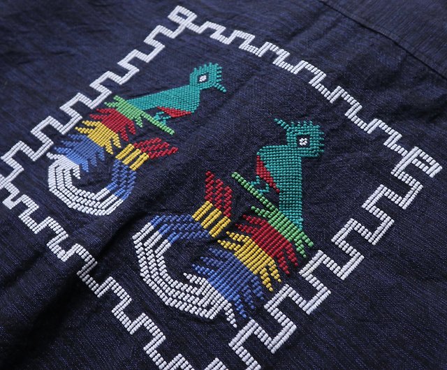 Dark blue Guatemala hand-embroidered shirt Guatemala Quetzal Shirt