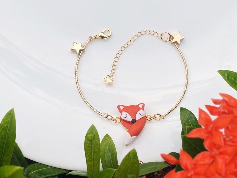 Star Fox Handmade Soft Pottery Gold Bracelet 14K - Bracelets - Clay Orange