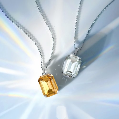 Rinchen Khandro​ (RK精品) 經典八角切割水晶套組 - 白色 奧地利水晶項鍊+耳環