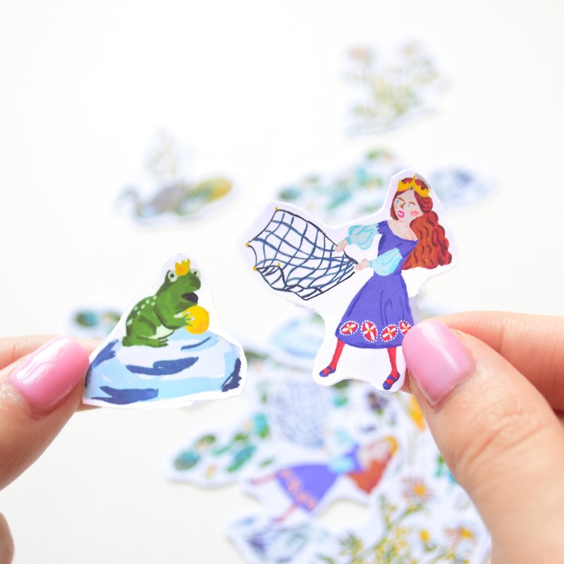 Fairytale stickers / The Frog Prince / 20 in 1 set / Buy 3 get 1 free - Stickers - Paper Multicolor