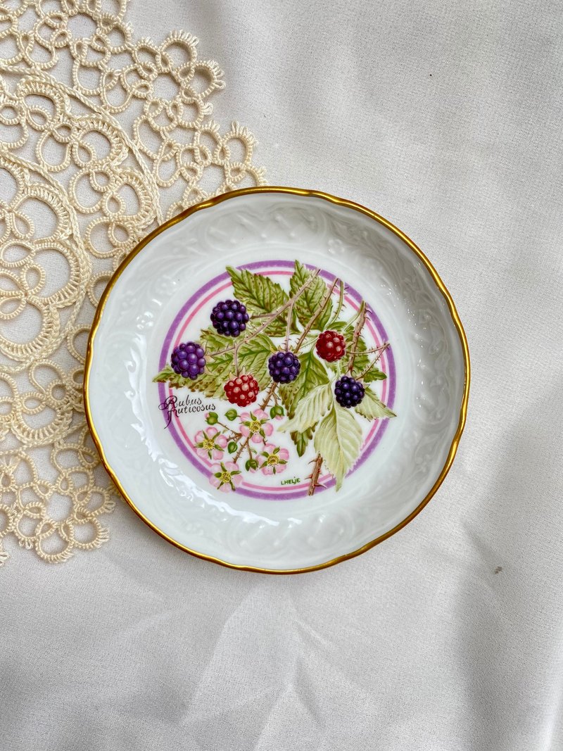 [Good day fetish] German hand-painted Phnom Penh wall-mounted plant flower plate ritual sense - Plates & Trays - Porcelain White