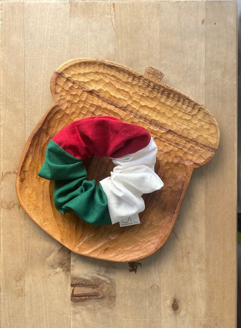 拼接髮圈-聖誕節 - 髮夾/髮圈 - 棉．麻 紅色