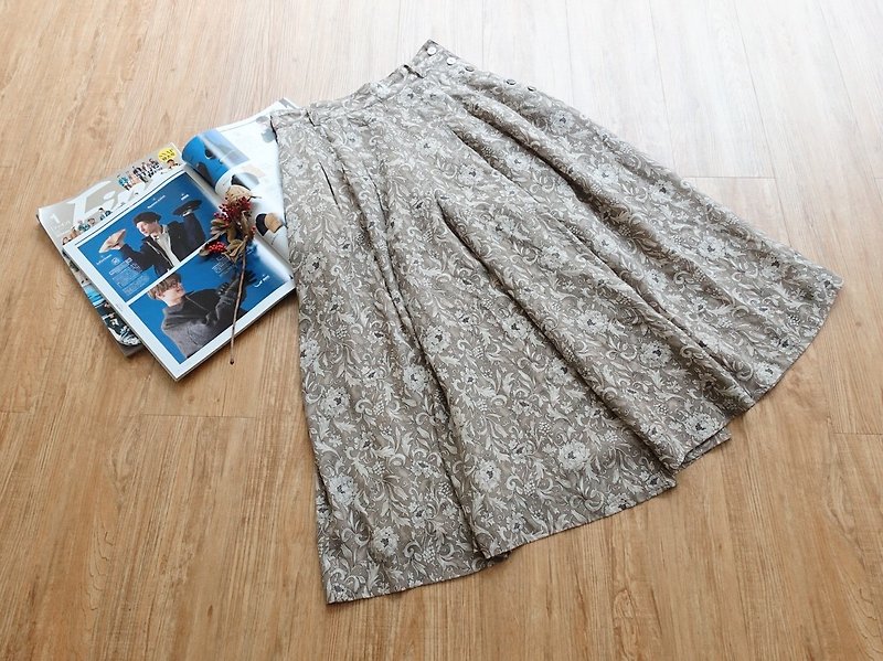 Vintage under / wide pants no.114 - Women's Pants - Polyester Khaki