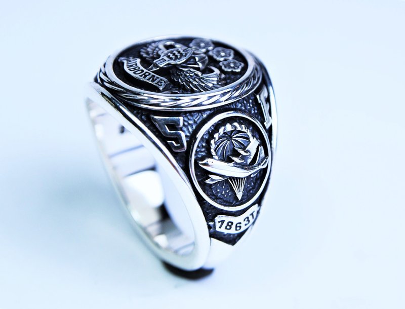 期戒 / 傘兵戒 / 冠軍戒 / 陸軍航特部 傘兵紀念戒 ( 獨立71旅 ) - 戒指 - 銀 銀色