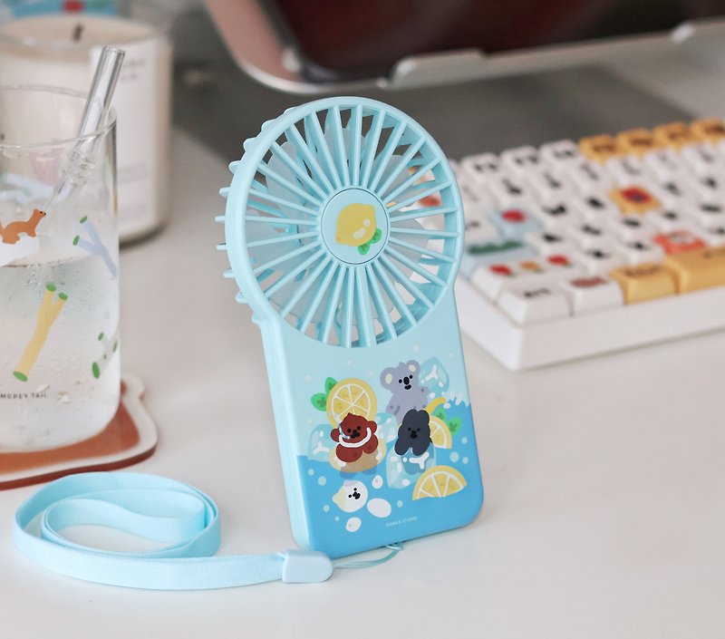 Smile Studio X Vinnic Portable Mini Fan with stand - Lemon - พัดลม - พลาสติก สีน้ำเงิน