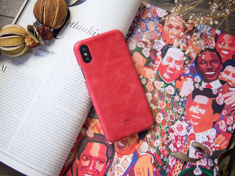 alto iPhone X / Xs Original Leather Case – Coral - เคส/ซองมือถือ - หนังแท้ สีแดง