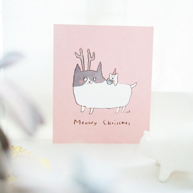 Christmas Meow-Christmas Card - Cards & Postcards - Paper Pink