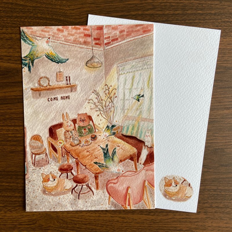 Illustration postcards | Collection of beautiful shop series - การ์ด/โปสการ์ด - กระดาษ สีนำ้ตาล