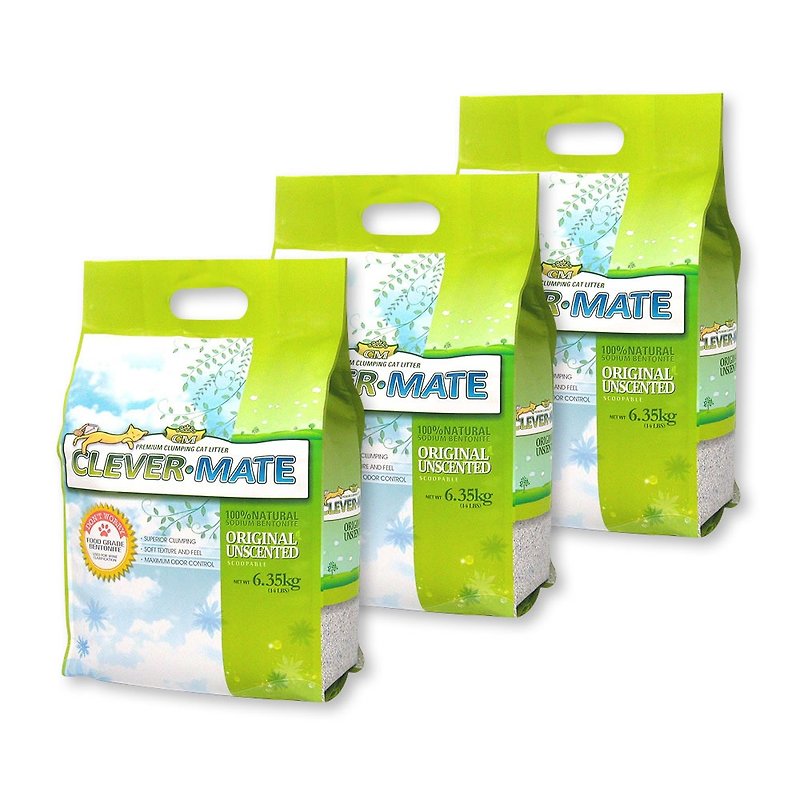 CEVER MATE natural bentonite + deodorant + antibacterial cat litter - tasteless (6.35 kg x 3 pack) - ทำความสะอาด - วัสดุอื่นๆ สีเขียว