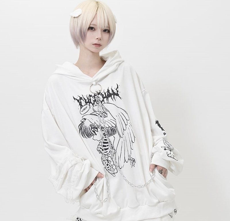 ICHGO joint rib angel hunting punk long-sleeved hooded t-shirt ACDC RAG Taiwan agent JA0748 - Unisex Hoodies & T-Shirts - Polyester 