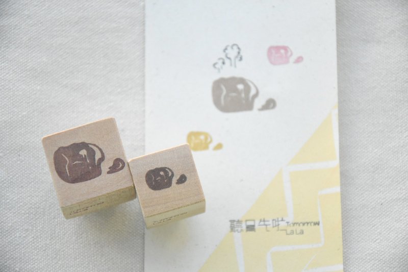 Hand-engraved rubber stamp【Square bag with jam】 - Stamps & Stamp Pads - Rubber 