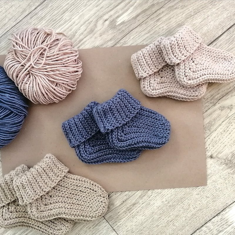Set knit socks Newborn Gifts Presents box for newborns Organic Babies Socks - Baby Socks - Cotton & Hemp Blue