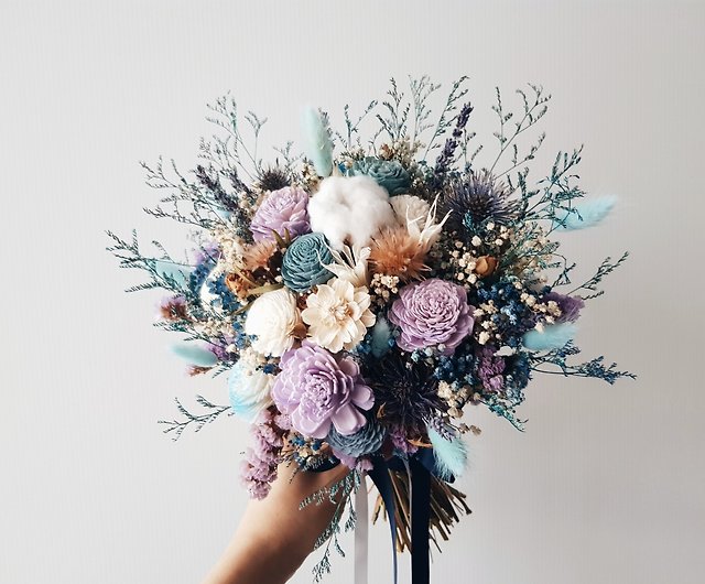 Fl108-01 Classic Dry Flower Bouquet-Romantic Purple - Shop  aliceflowerdesign Dried Flowers & Bouquets - Pinkoi
