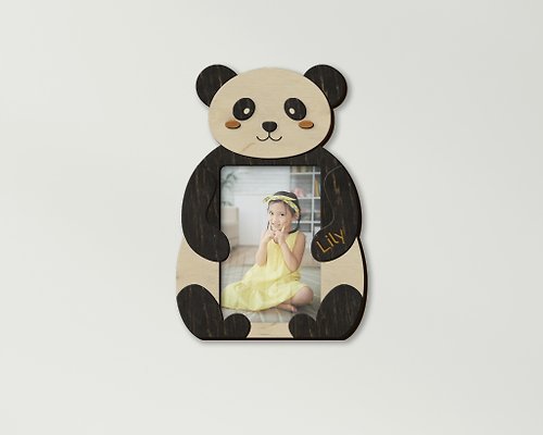 Mr.Carpenter Store Personalized panda photo frame Vertical 10x12 cm picture frame Kids room decor