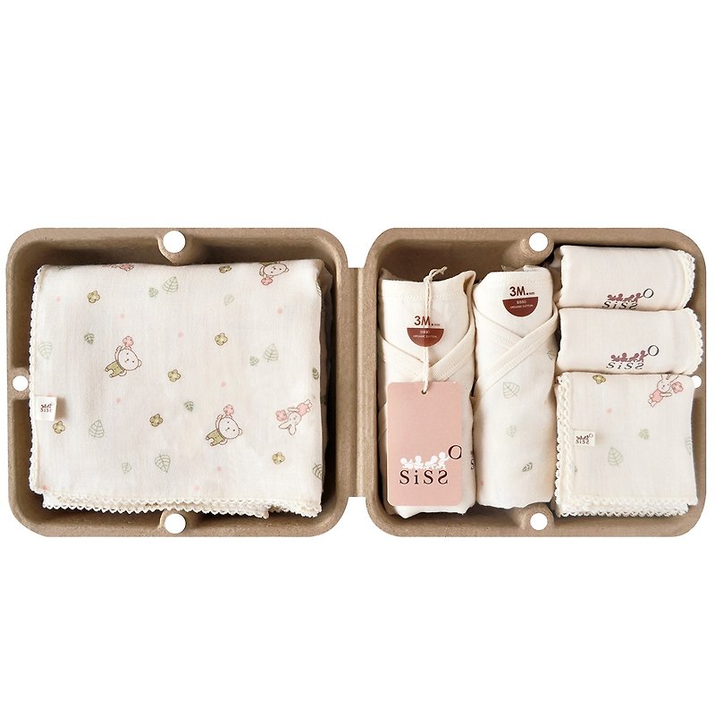 [SISSO Organic Cotton] Send you a small flower Shu cotton gauze six-piece gift box 3M - Baby Gift Sets - Cotton & Hemp White
