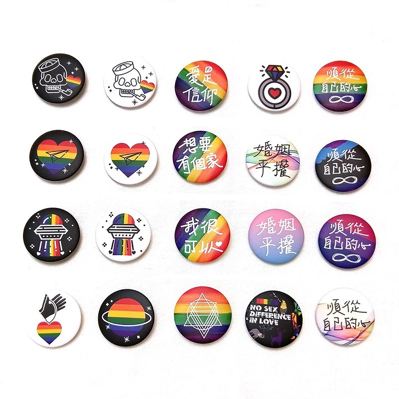 Badge Rainbow Marriage Equality Option 2 - เข็มกลัด - พลาสติก หลากหลายสี