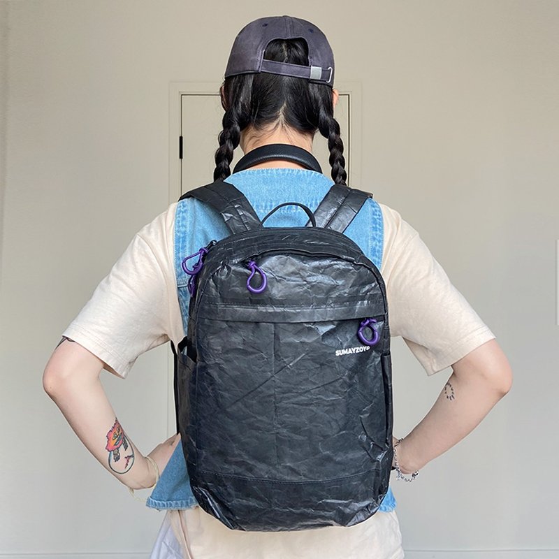 早起系列 後背包通勤旅行書包 銀色大容量高級背包 黑色款 - 後背包/背包/書包 - 聚酯纖維 灰色