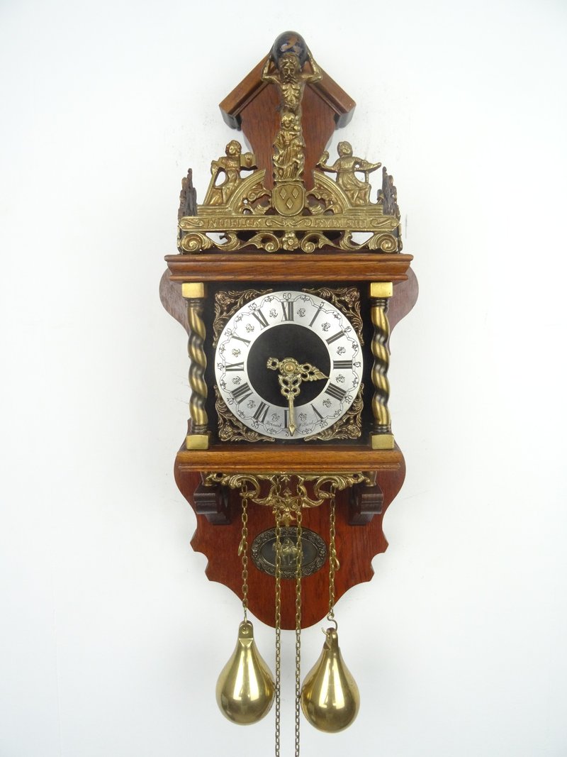 Zaanse Dutch Wall Clock Vintage Antique 8 day (Warmink WUBA Junghans Era) - 時鐘/鬧鐘 - 木頭 咖啡色