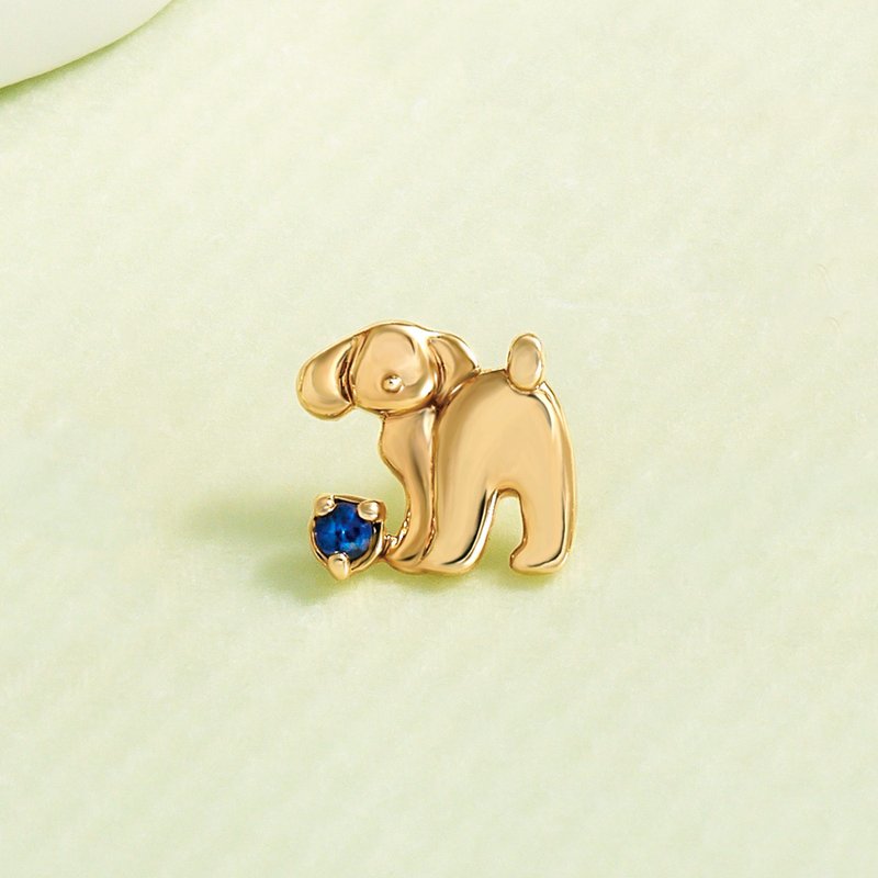【Solo Earring】 18K/10K 貴賓犬單邊耳環 (黃金) - 耳環/耳夾/耳骨夾 - 貴金屬 