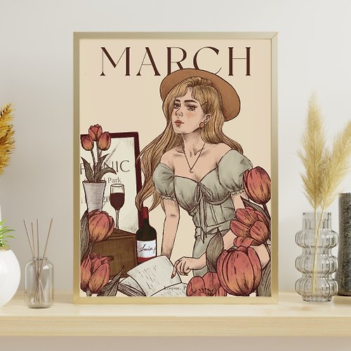 璐易Louise.P Louise.P【March Picnic 3月的野餐】A3/A4海報 水彩紙(不含相框)