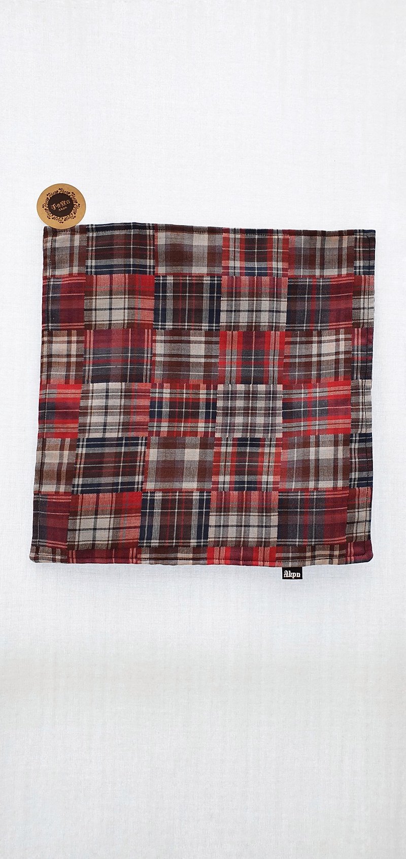 蘇格蘭風-紅咖-純棉紗布手帕28CM×28CM - 手帕 - 棉．麻 紅色