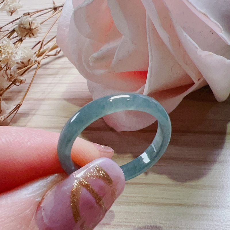 冰藍水翡翠戒指戒圈 | 國際10圍 | 天然A貨翡翠 | 送禮 - 戒指 - 玉石 藍色
