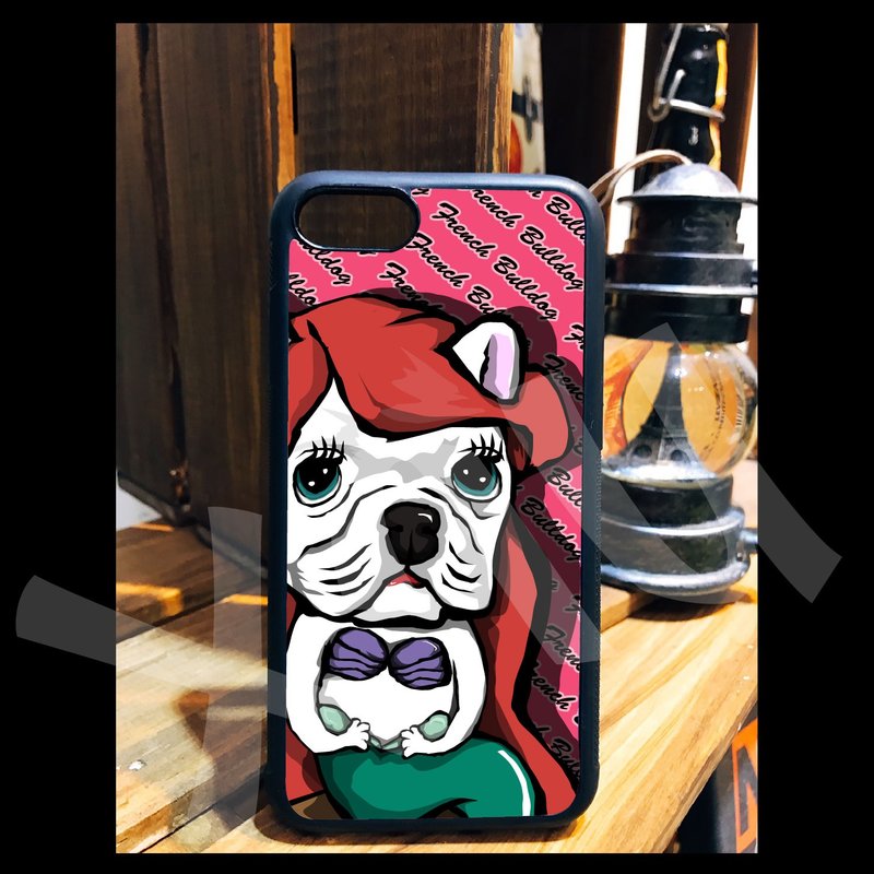 美人魚 法鬥 狗 插畫 客製 手機殼 iPhone 14 13 12 11 XR SE - 手機殼/手機套 - 矽膠 