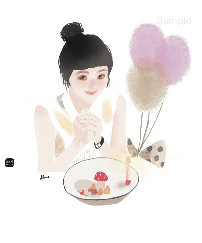 [Birthday/anniversary gift] Exquisite and fashionable face-like painting [Collection of Chant] - ภาพวาดบุคคล - กระดาษ 