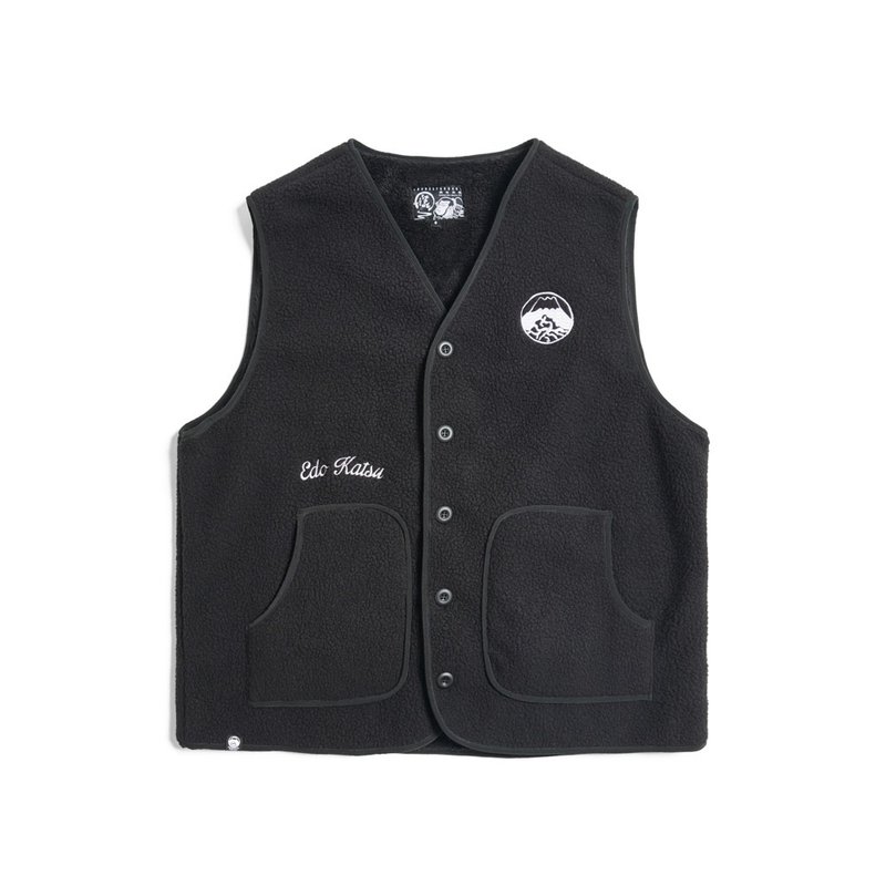 Edo Katsuki cold-proof lamb vest-men's (black) #Vest - เสื้อกั๊กผู้ชาย - ผ้าฝ้าย/ผ้าลินิน สีดำ