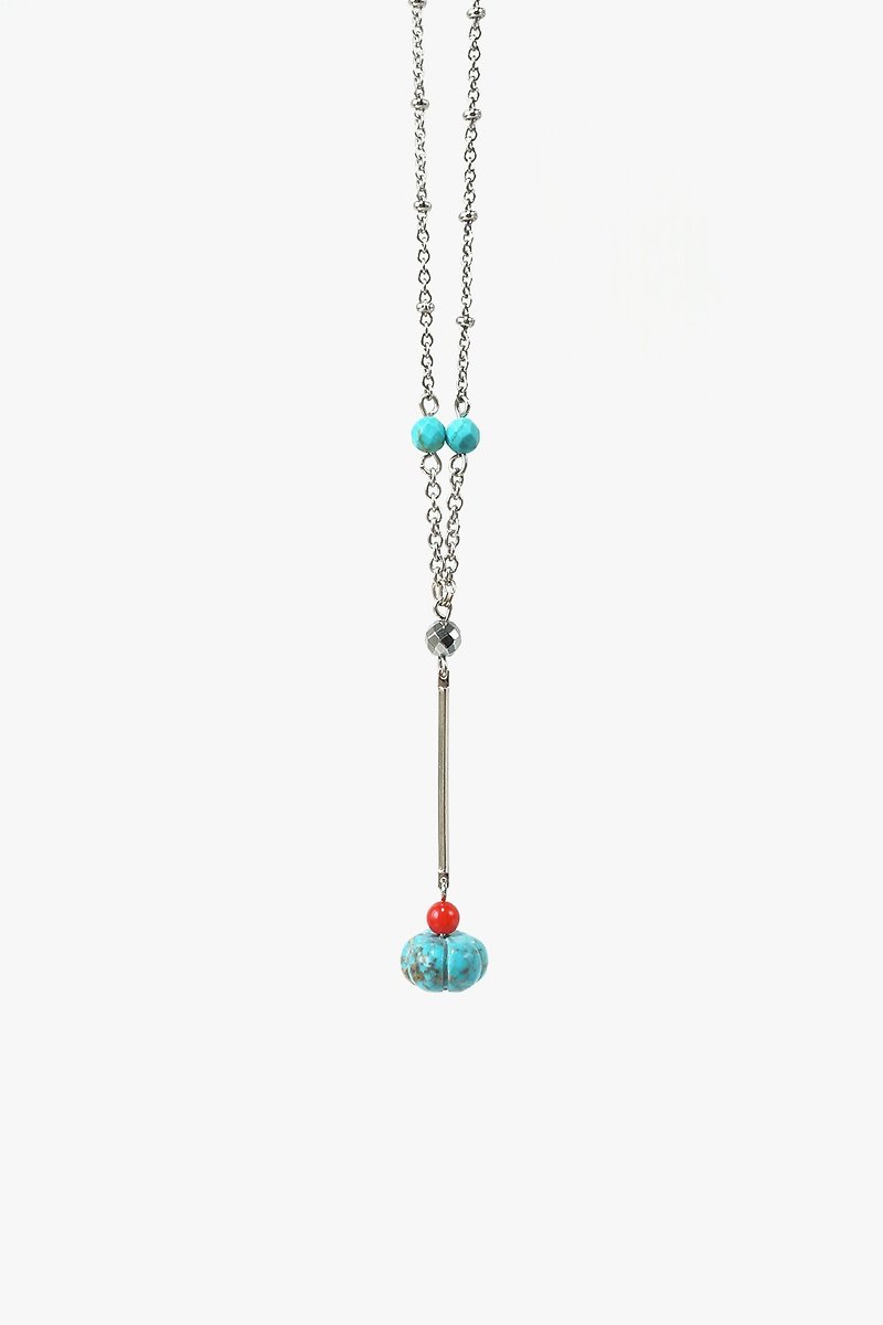 Dainty Turquoise Stone Necklace, December Birthstone - Necklaces - Semi-Precious Stones Blue