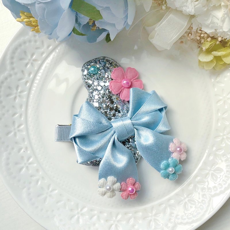 Shiny Dreamy Rabbit Child Kid Girl Hairpin Hair Accessories-Gray Silver - เครื่องประดับผม - วัสดุอื่นๆ สีเงิน