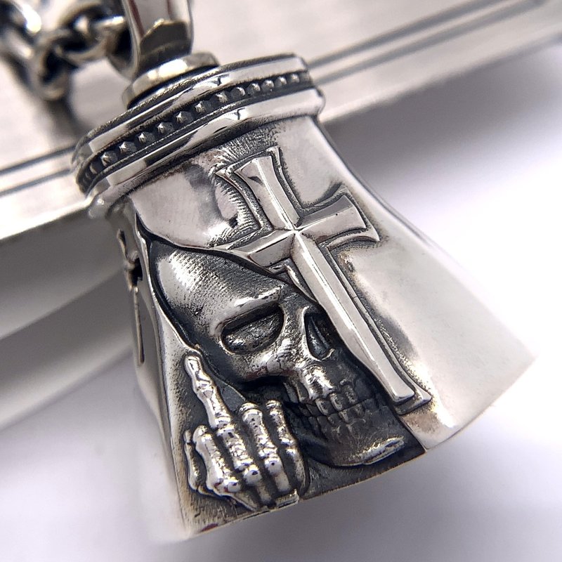 スカル バイク ベル キーホルダー/シルバー925/シルバーアクセサリー メンズ/彼氏 プレゼント/送料無料/日本製/kc08 - 鑰匙圈/鑰匙包 - 純銀 金色