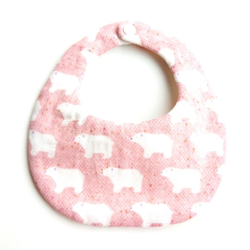 Six-layer double-sided bib - pink polar bear x pink clouds - ผ้ากันเปื้อน - ผ้าฝ้าย/ผ้าลินิน 
