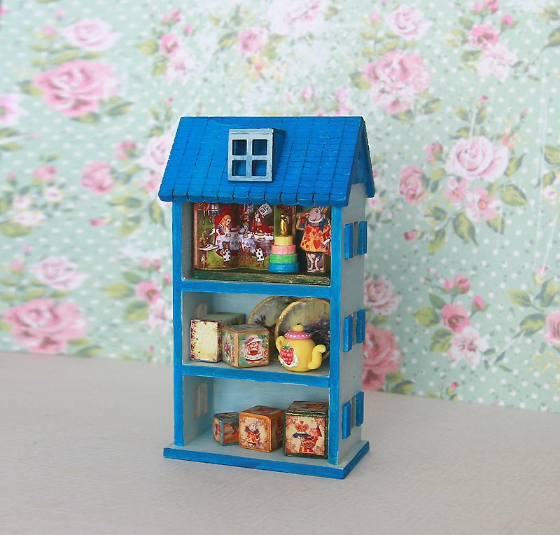 Miniature cabinet 1:12 scale. For doll House. - Other - Wood Blue