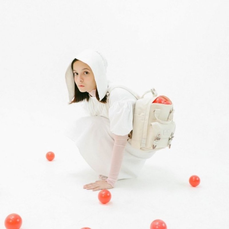 【DOUGHNUT】10.5-inch Water Repellent Mini Backpack - Macaroon - Bottle Compartment - Cream MC - กระเป๋าเป้สะพายหลัง - ไนลอน ขาว