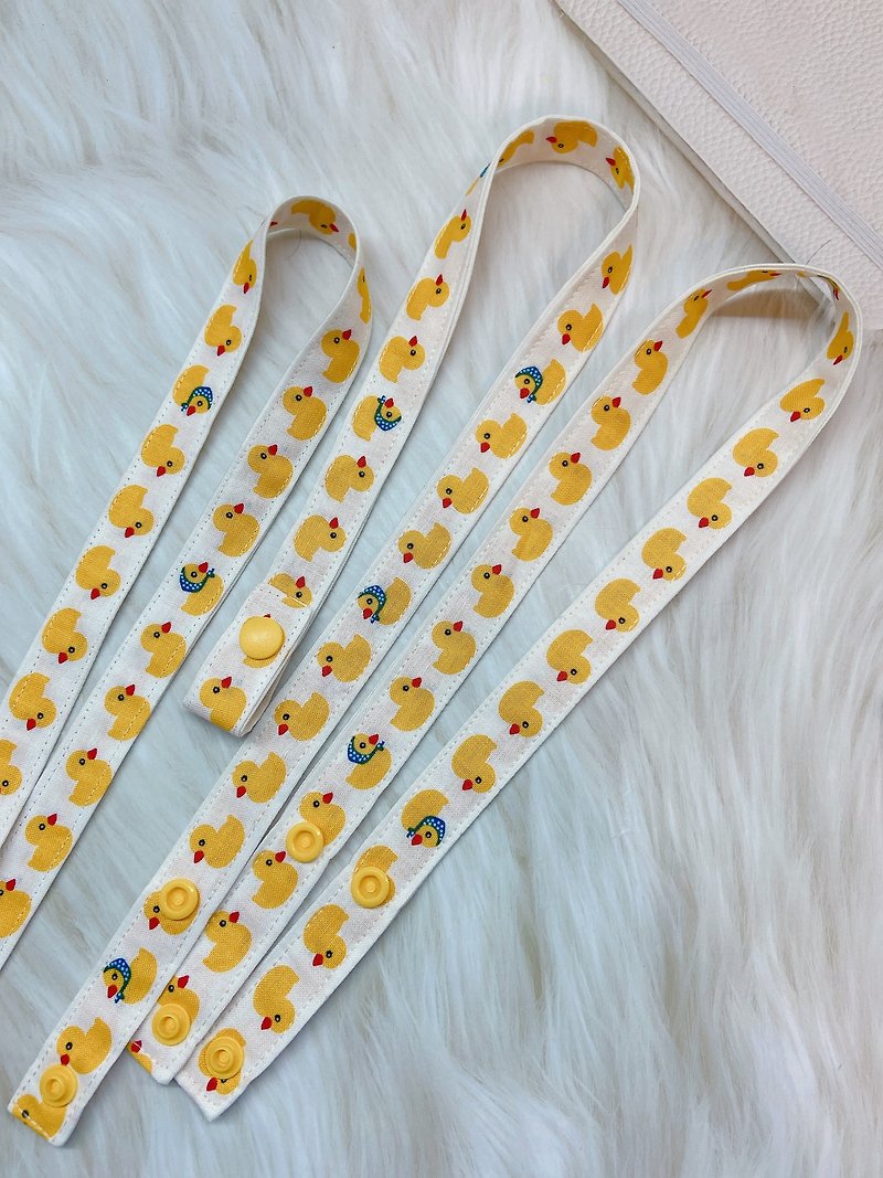 PJ手作【黃色小鴨】 防疫兒童口罩掛繩 - 口罩/口罩收納套 - 棉．麻 黃色