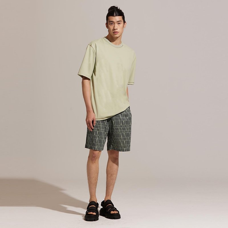 COZEE-Antibacterial Asymmetrical Linear Wide Top-Swamp Green - Men's T-Shirts & Tops - Polyester Green
